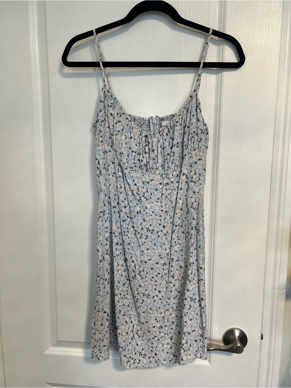 Sun.deh Light Blue Floral Spaghetti Strap Summer Dress